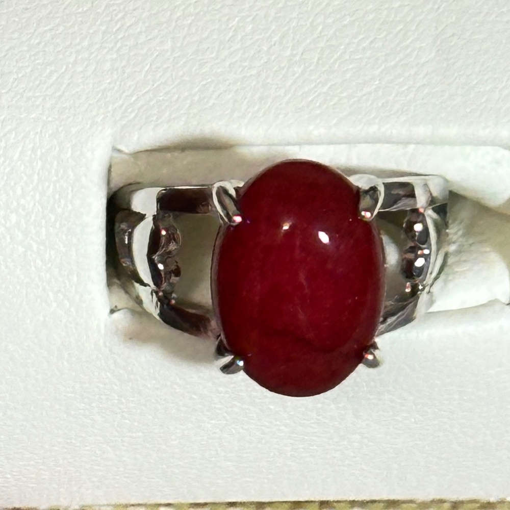 Stainless steel ring w/oval Red Crackle Quartz stone - NWOT - Picture 4 of 15